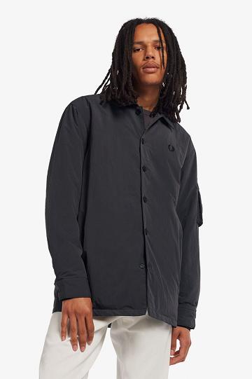 Fred Perry Patch Detail Overshirt Miesten Paidat Mustat | FI 1530ZUTG